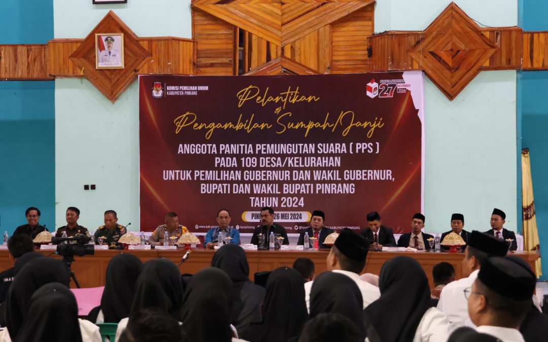 Pj.Bupati Pinrang Hadiri Pelantikan PPS Se-Kabupaten Pinrang.