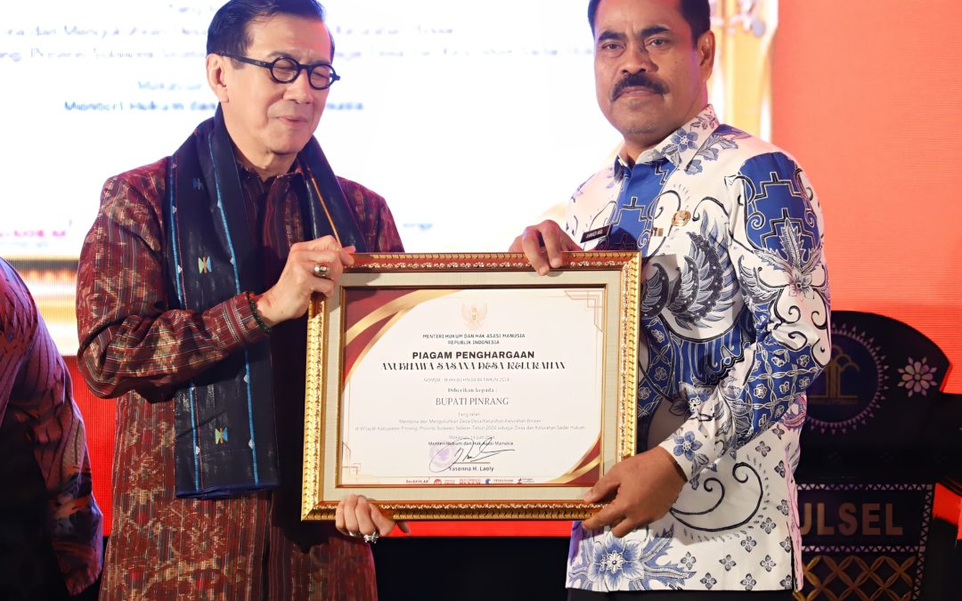 Pemkab Pinrang Raih Penghargaan dari Kementerian Hukum dan HAM