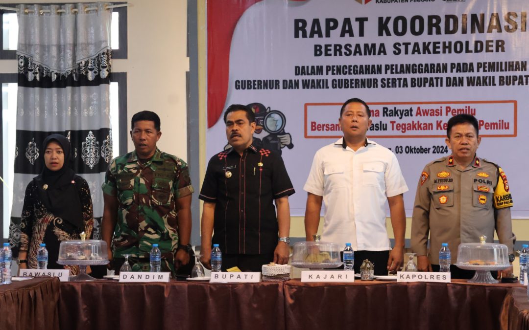 Pj. Bupati Pinrang Hadiri Rapat Koordinasi Pencegahan Pelanggaran Pemilu 2024 Bersama Bawaslu dan Stakeholder Terkait